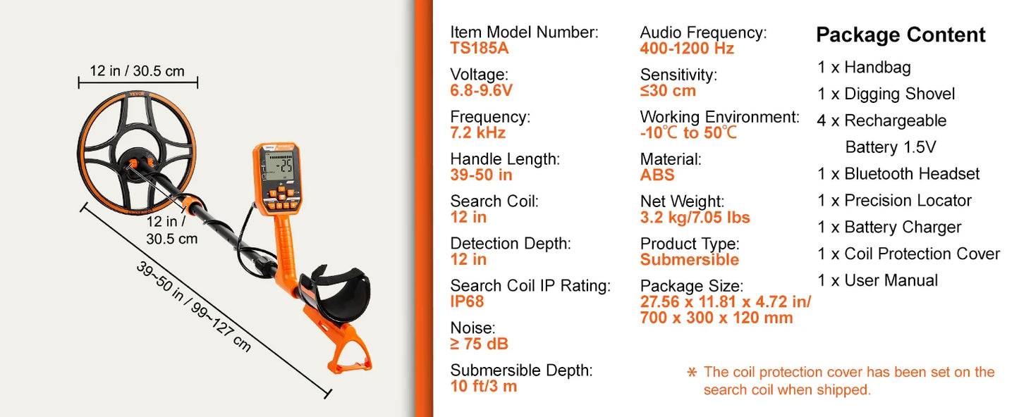 SucceBuy Professional Waterproof Metal Detector for Treasure Hunting