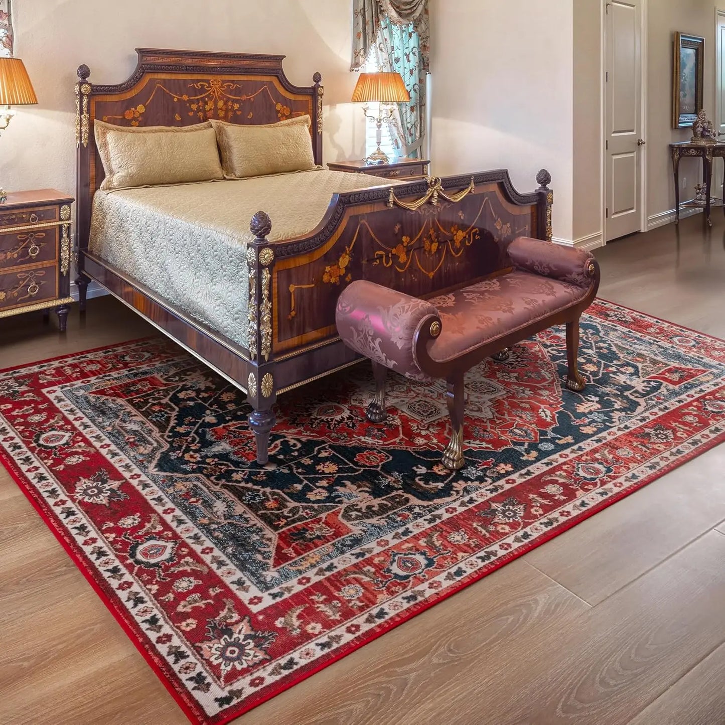 Boho Vintage Washable Non-Slip Soft Accent Bedroom Rug