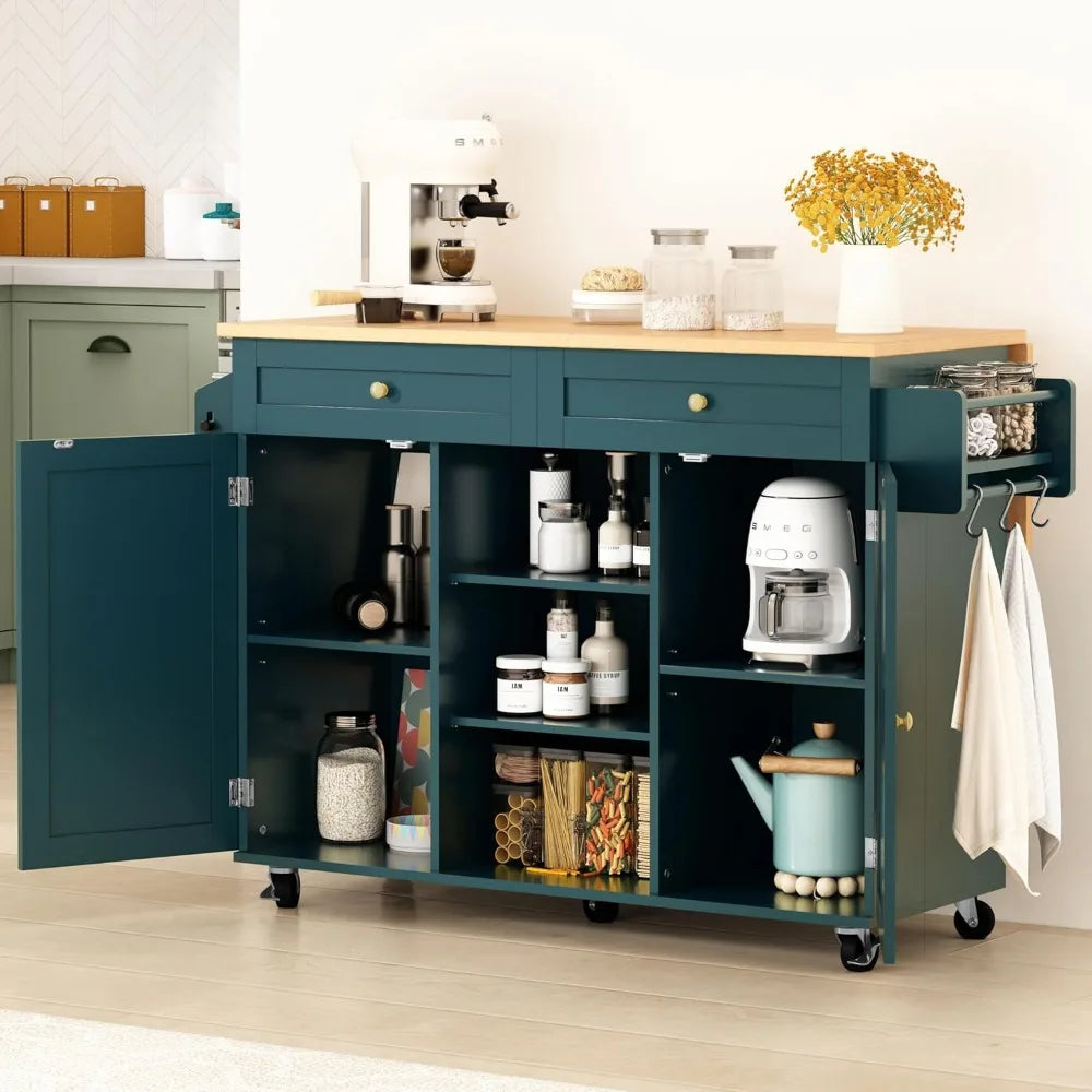 Rolling Kitchen Island With Drop Leaf And Storage Barn Door