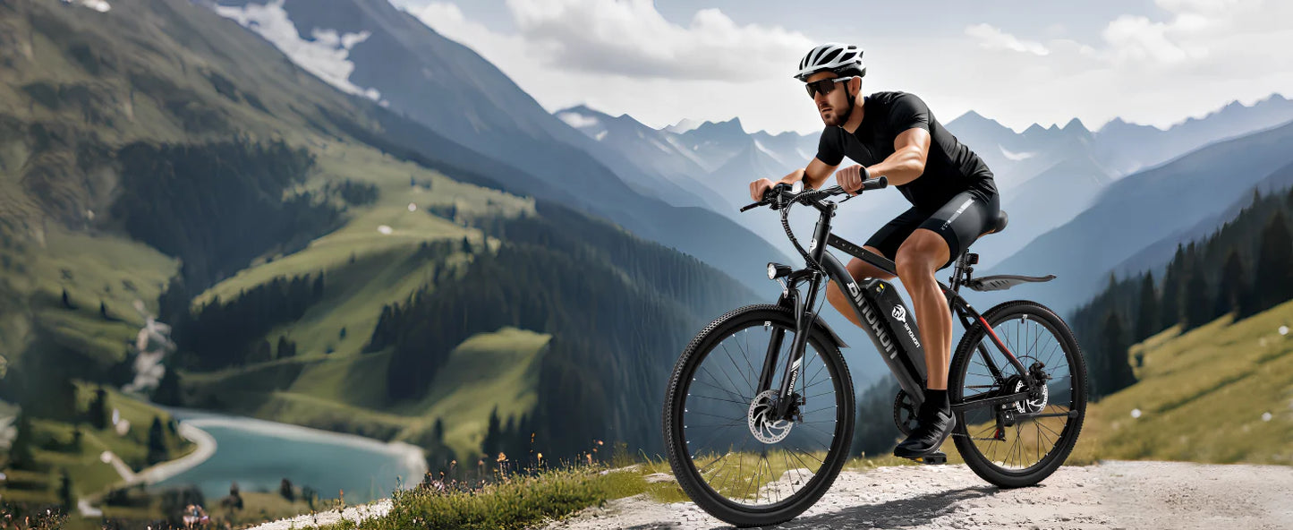 Mountain Electric Bike Adults 500W Peak Motor 26'' Tires Front Suspension Electric Bicycle 25-37Miles 7-Speed Lightweight E-MTB