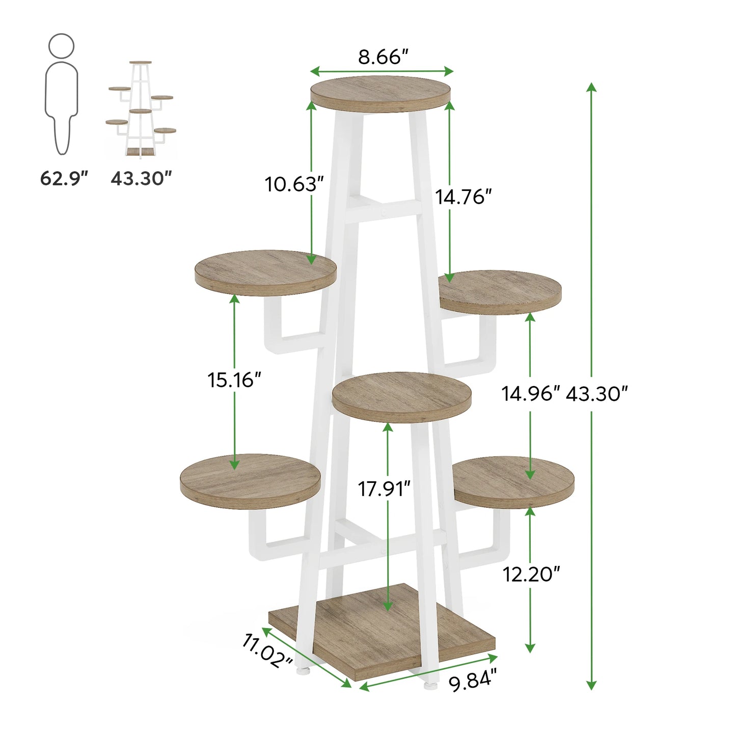 Tribesigns Multi Tier Indoor Plant Stand Wooden Corner Shelf