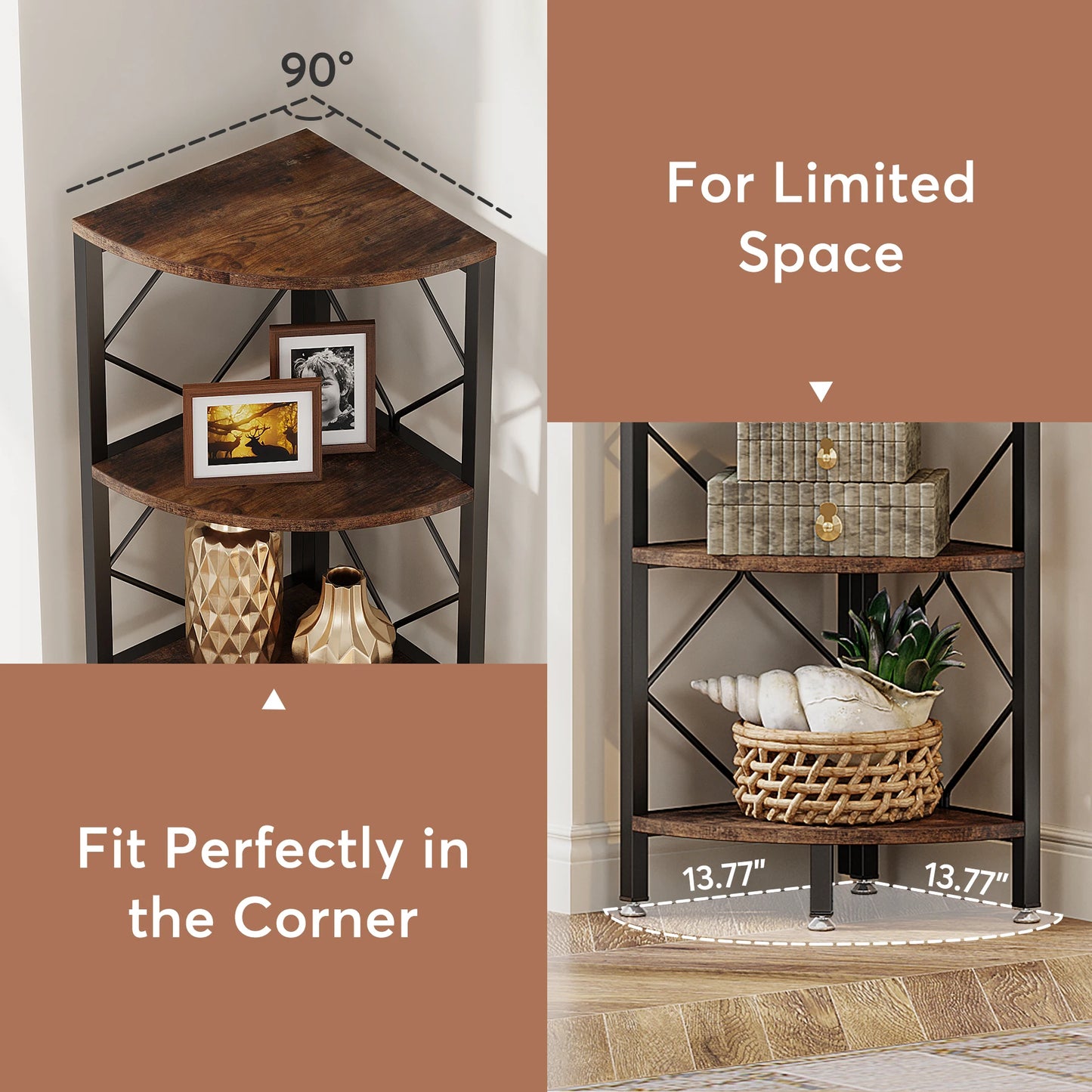 Tribesigns 7 Tier Industrial Corner Shelf For Small Spaces