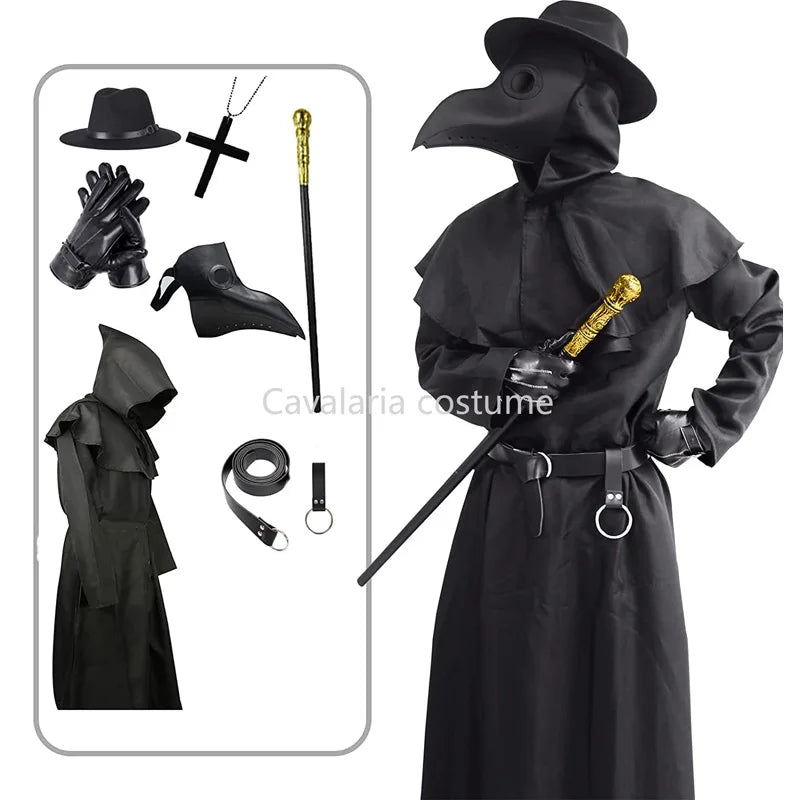 Plague Doctor Cosplay Costume Steampunk Bird Beak Mask