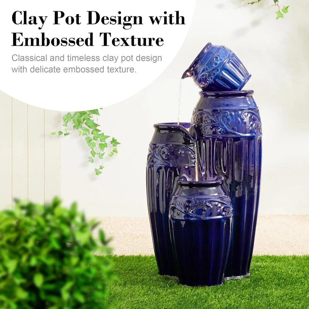 Elegant Outdoor Water Fountain With Led Lights And Pump