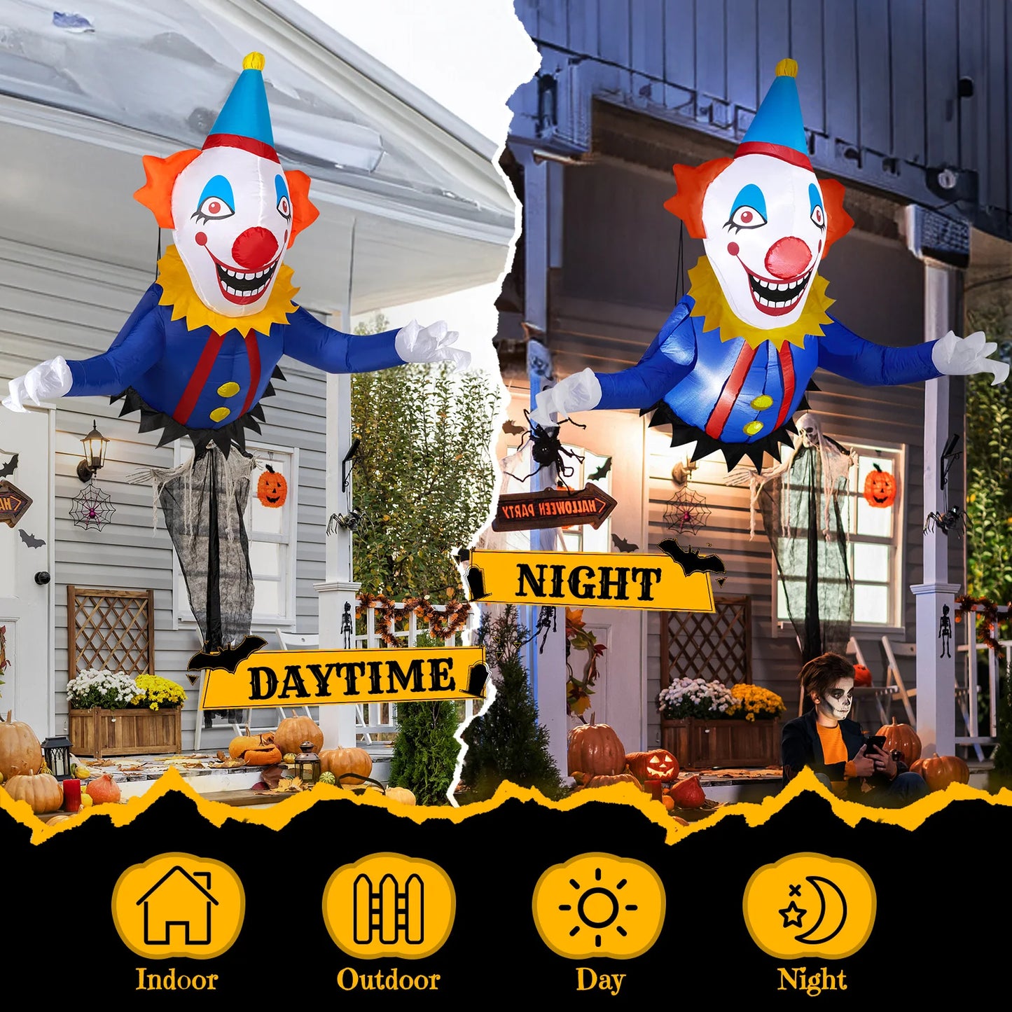 Halloween Inflatable Clown Breaking Through Window Outdoor Decoration