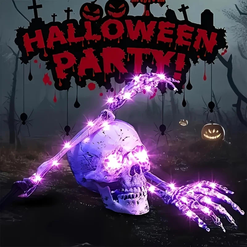 Halloween Light Up Skeleton Set Skull Arms Decor Party