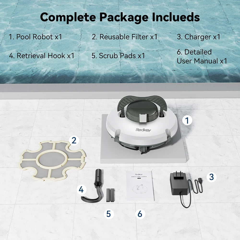 Redkey S100 Robotic Pool Cleaner Waterproof Self Parking