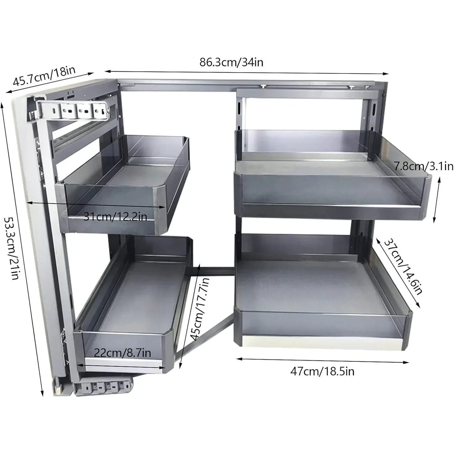 Pull Out Kitchen Cabinet Organizer with Soft Close Mechanism
