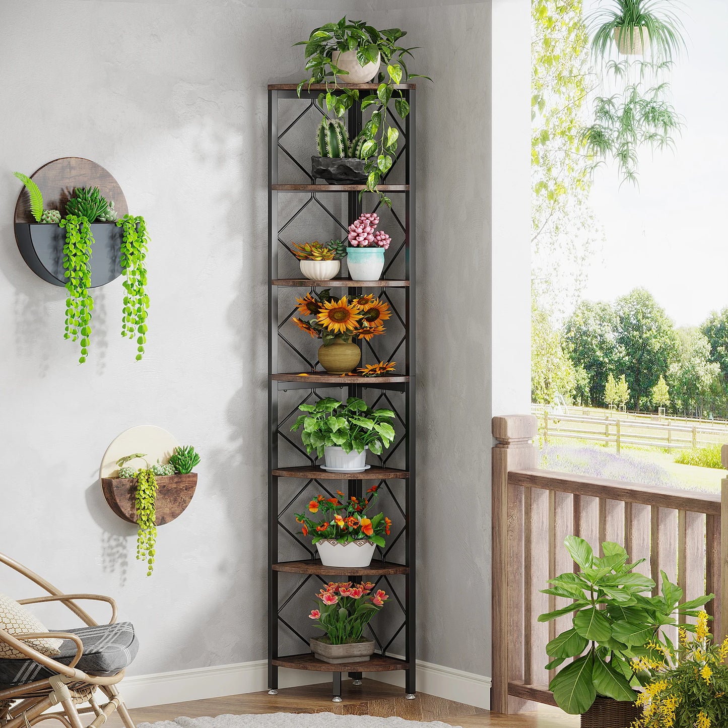Tribesigns 7 Tier Industrial Corner Shelf For Small Spaces