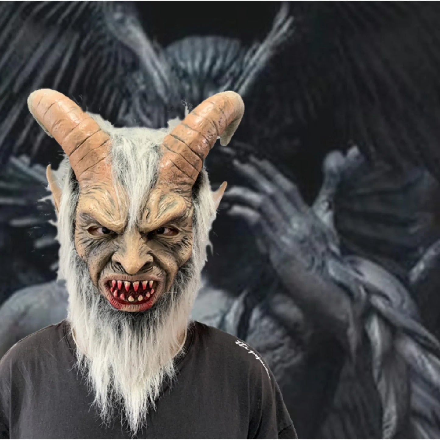 Realistic Dark Night Diablo Latex Mask for Parties and Role Play
