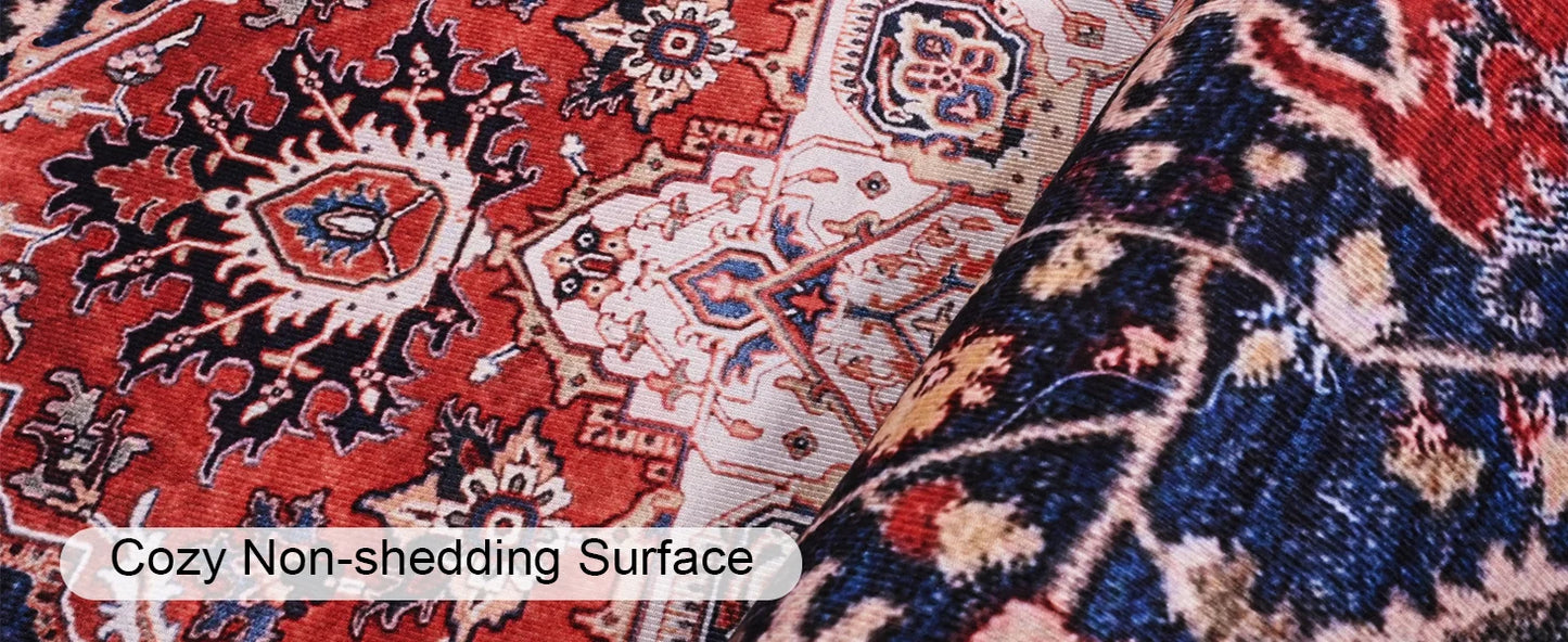 Boho Vintage Washable Non-Slip Soft Accent Bedroom Rug