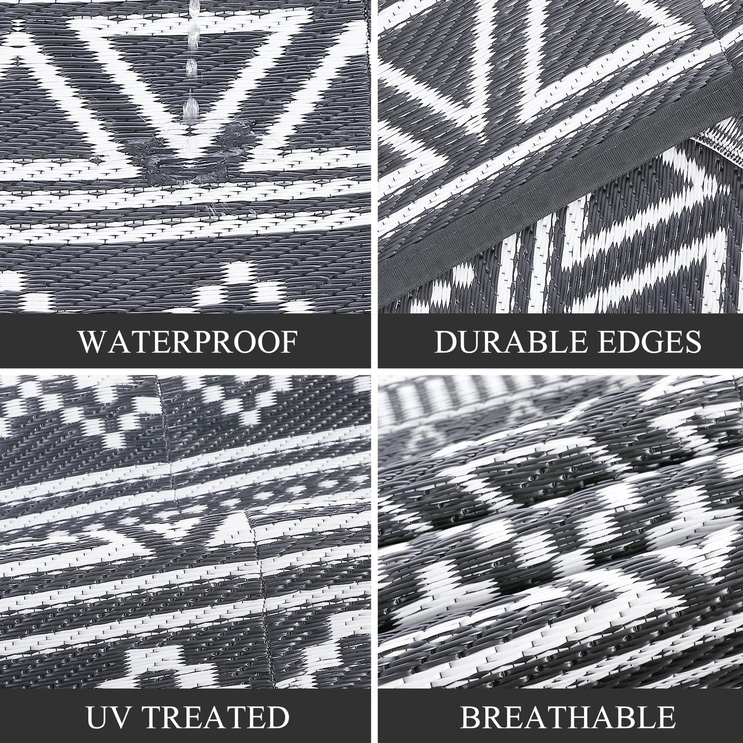 Waterproof Reversible Outdoor Patio Rug Boho Moroccan Style