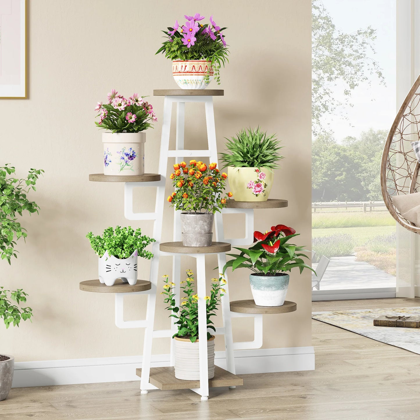 Tribesigns Multi Tier Indoor Plant Stand Wooden Corner Shelf