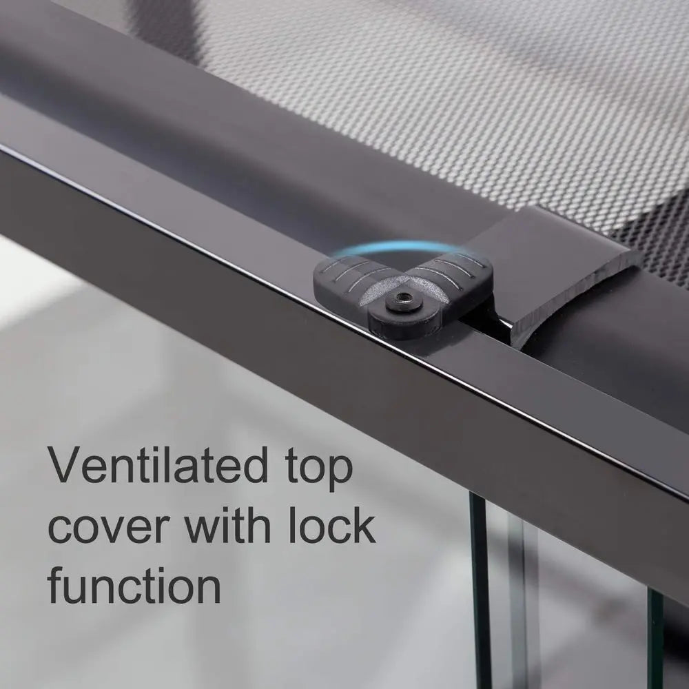 Glass Front Reptile Terrarium With Sliding Screen Door Ventilation