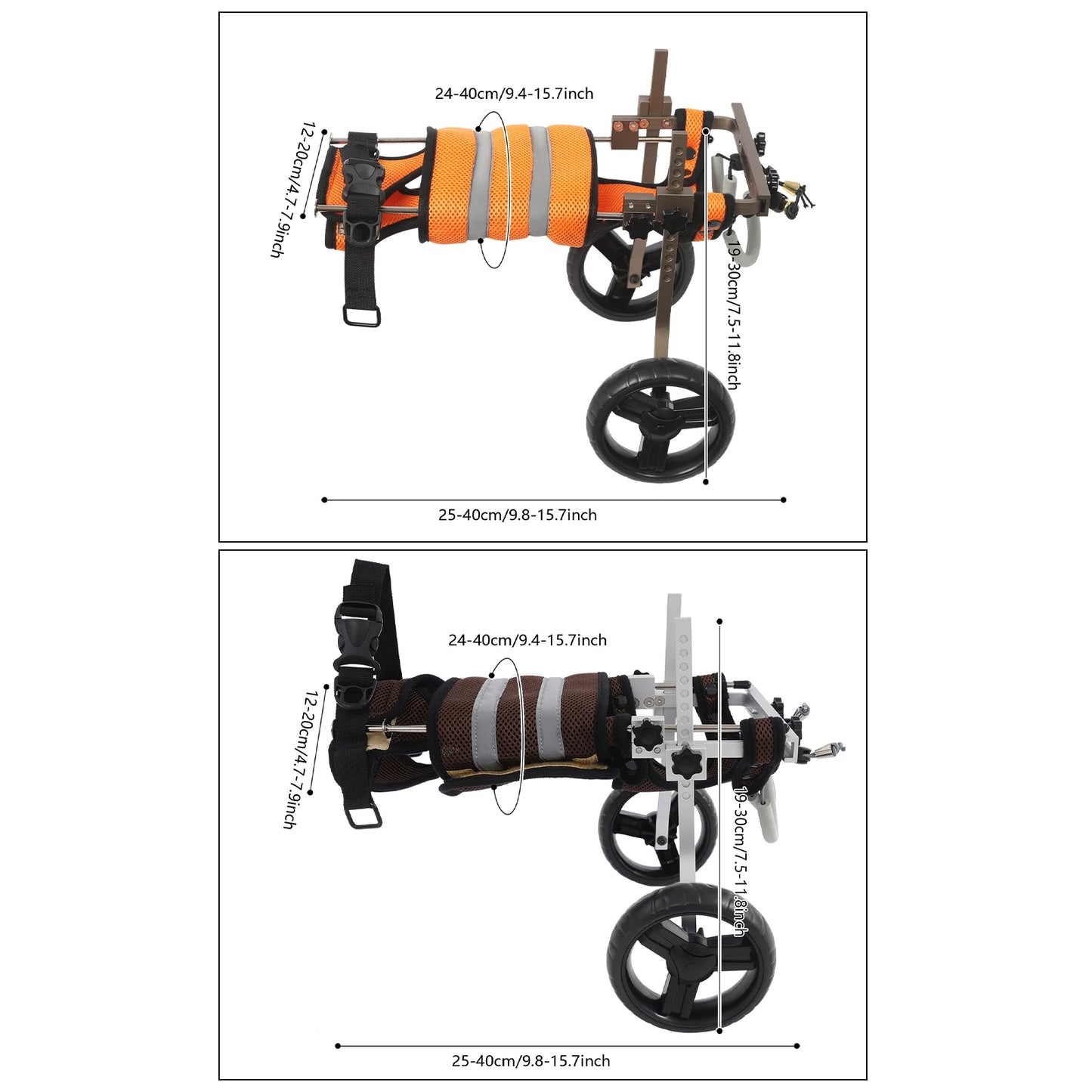 Adjustable Pet Wheelchair For Back Legs Aluminum Frame