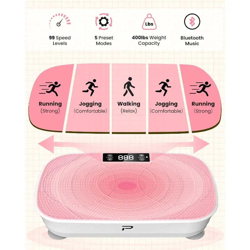 Vibration Plate Exercise Machine - Bluetooth Music & 400LBS Capacity Vibration Plate for Lymphatic Drainage