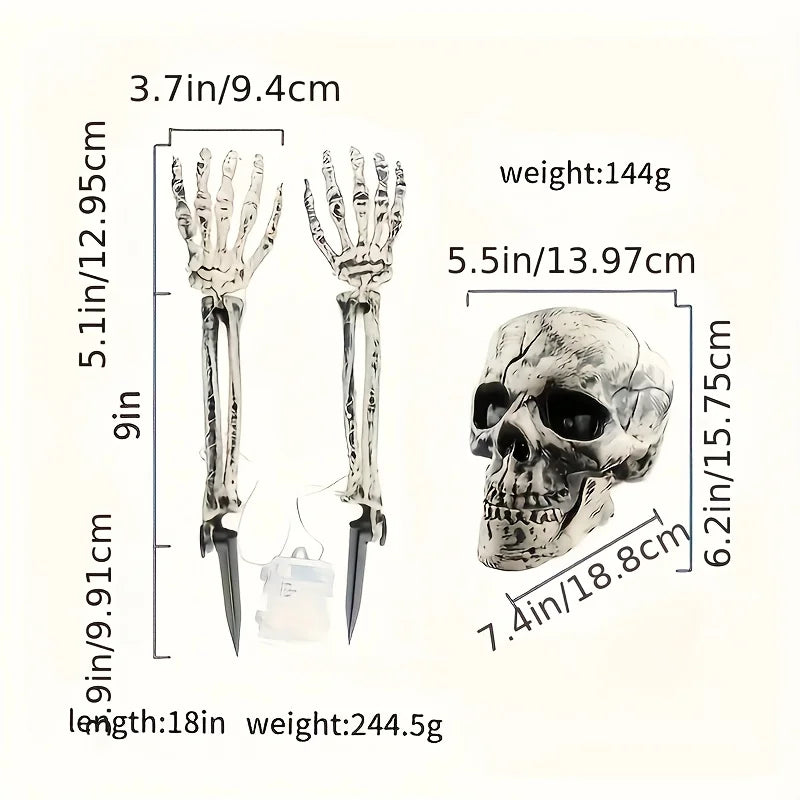 Halloween Light Up Skeleton Set Skull Arms Decor Party