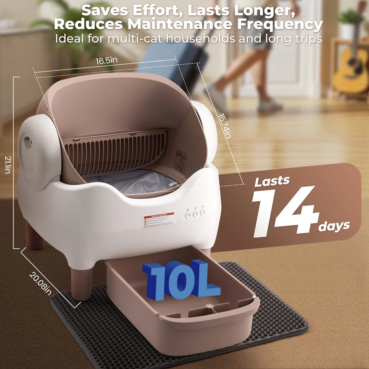 Automatic Self Cleaning Cat Litter Box with Smart APP Control