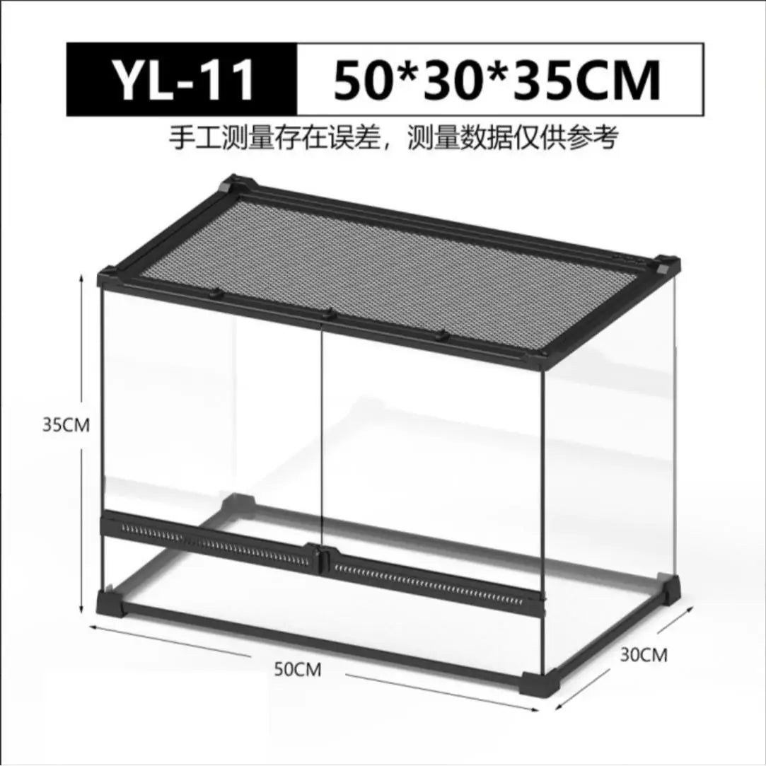 Large Glass Reptile Terrarium with Front Opening and Ventilation