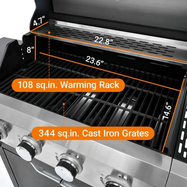 Stainless Steel Propane Grill with Side Burner for Outdoor Cooking