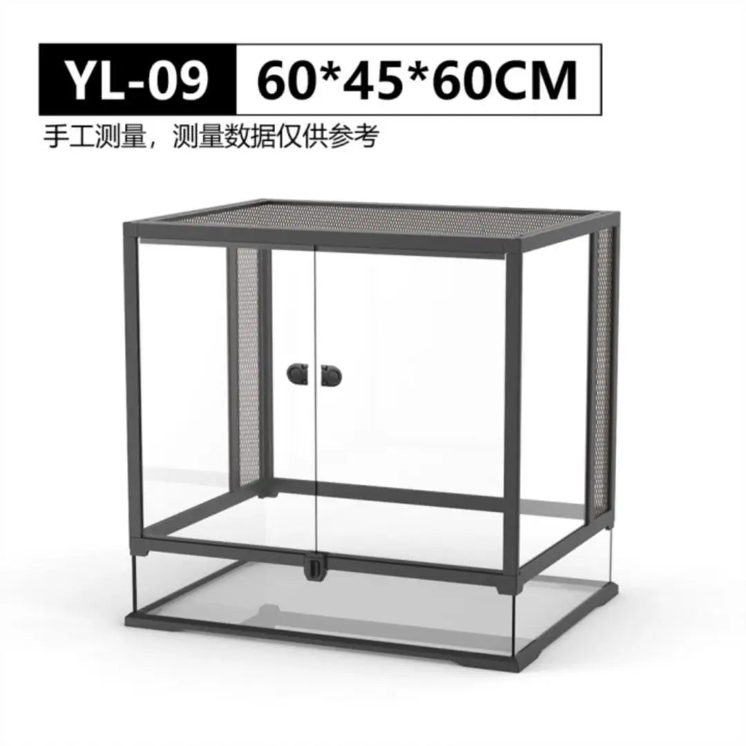 Large Glass Reptile Terrarium with Front Opening and Ventilation