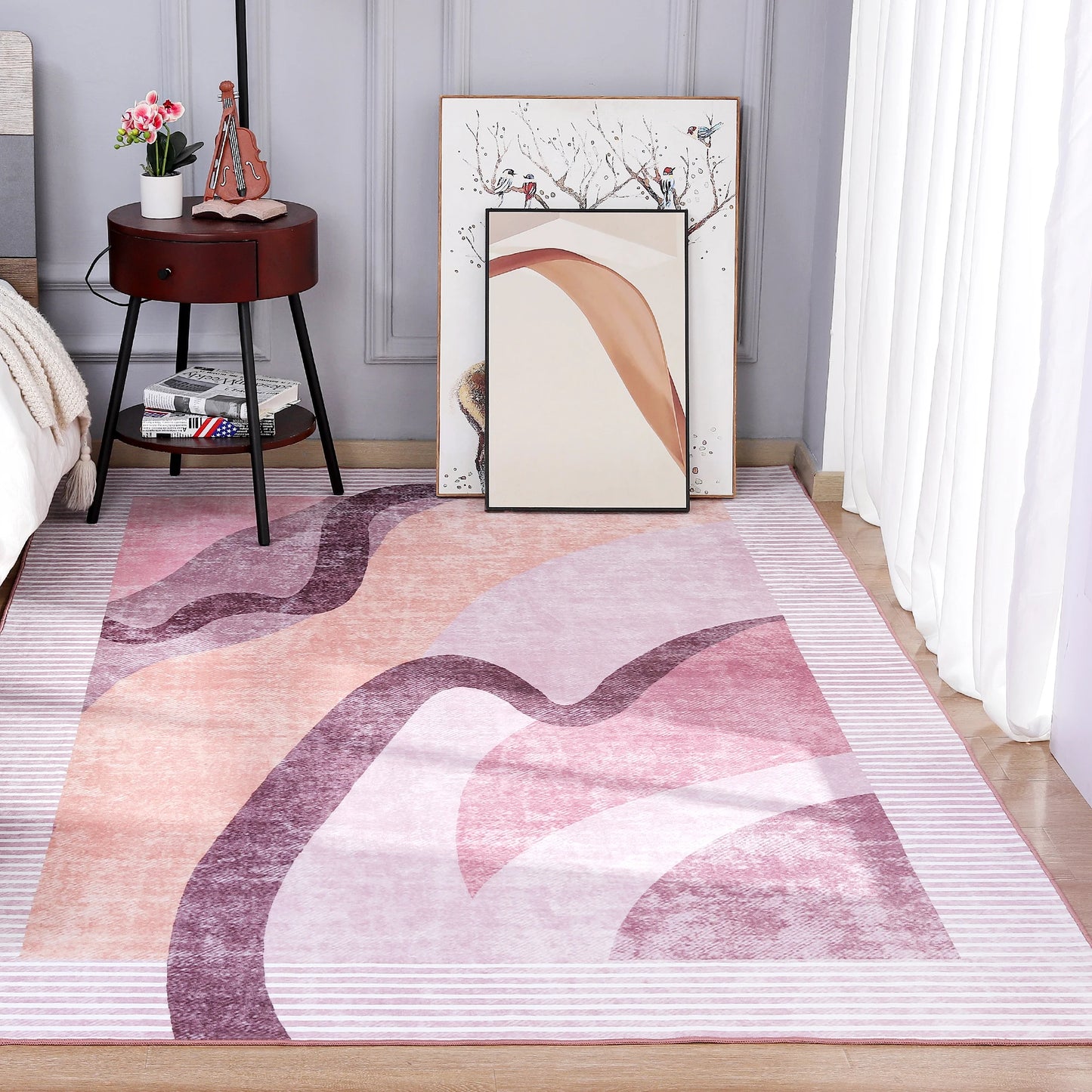 Machine Washable Vintage Area Rug With Non Slip Backing