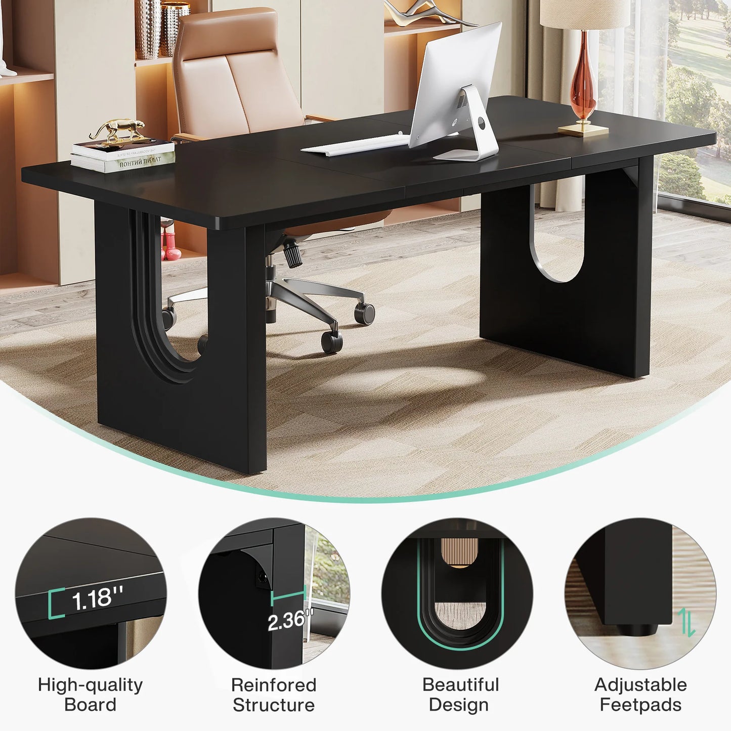 Tribesigns Modern Wood Pedestal Dining Table For Six