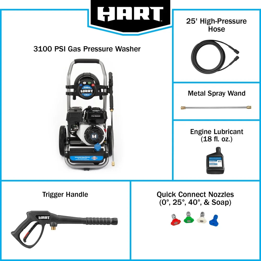 Gas Powered Pressure Washer With Onboard Storage And Nozzles