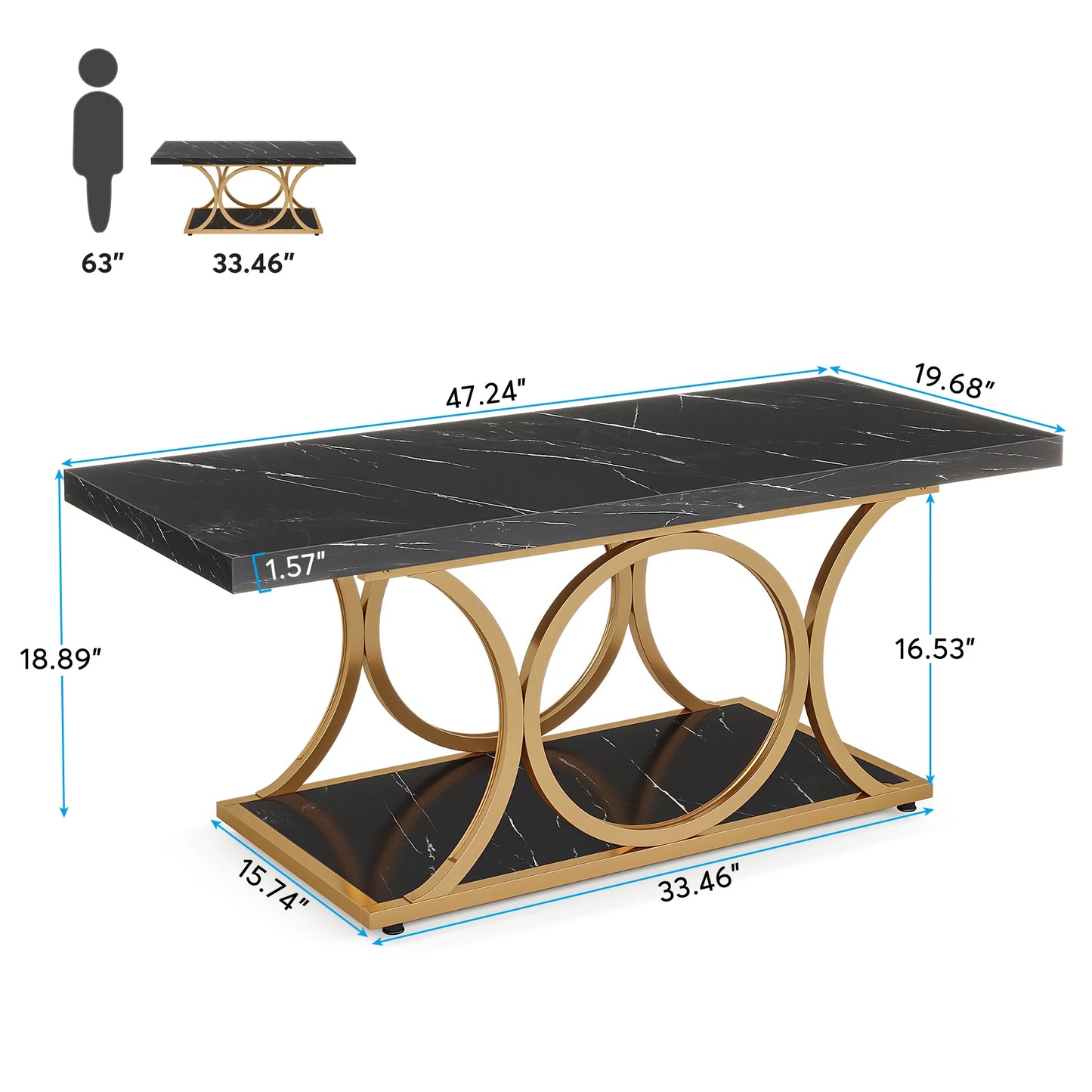 Tribesigns Two Tier Modern Faux Marble Coffee Table