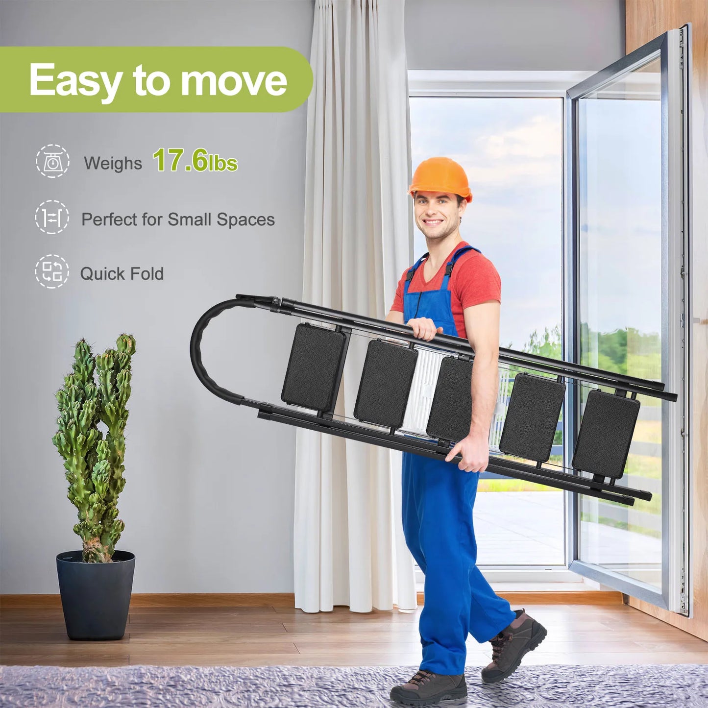 Heavy Duty Folding Stool With Handrail Anti Slip Ladder