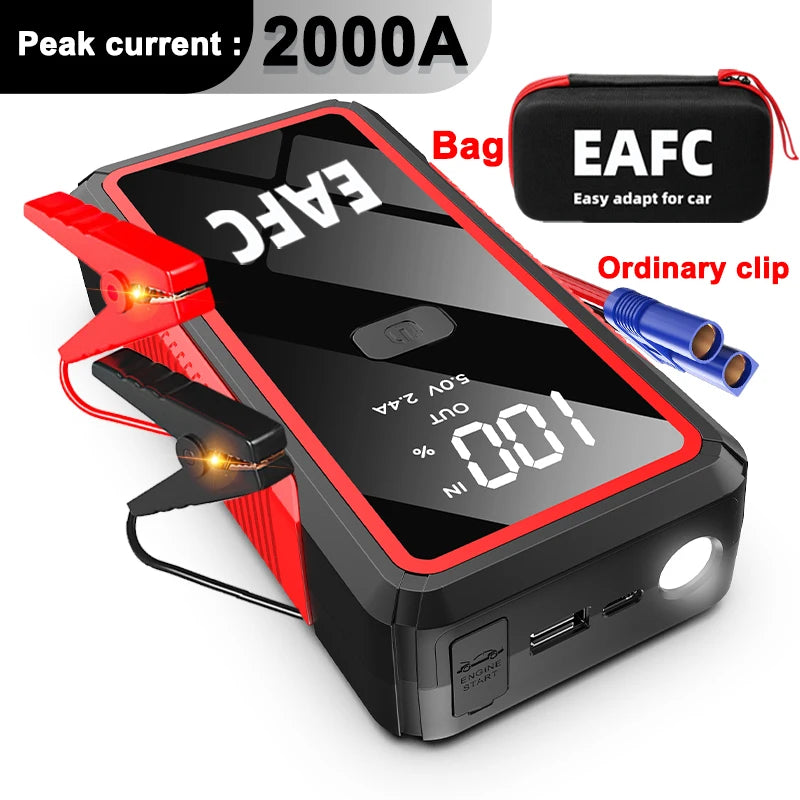 EAFC 2000A Car Jump Start Power Bank 12V Mini Emergency Starter Starter Battery Booster For 6L/4L Car Emergency Starter