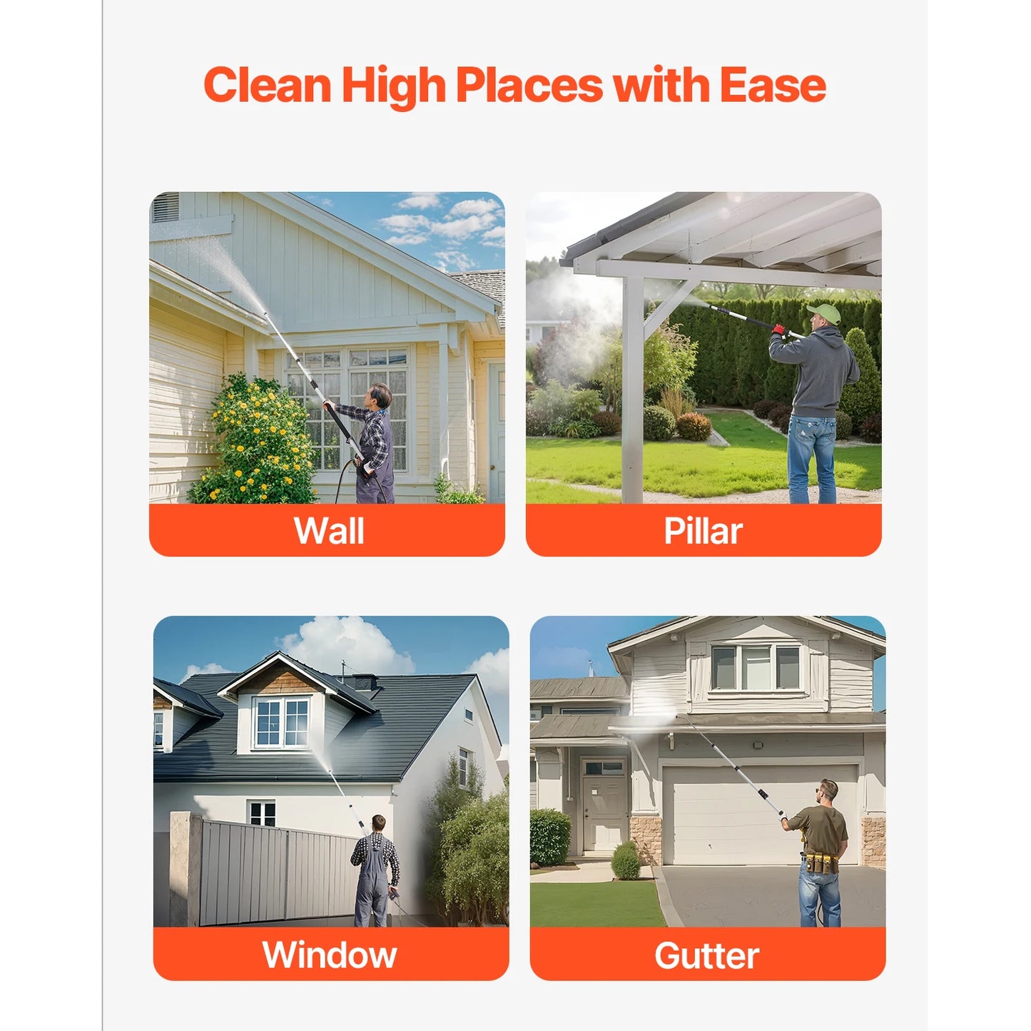 VEVOR Telescoping Pressure Washer Wand for Effortless High-Altitude Cleaning