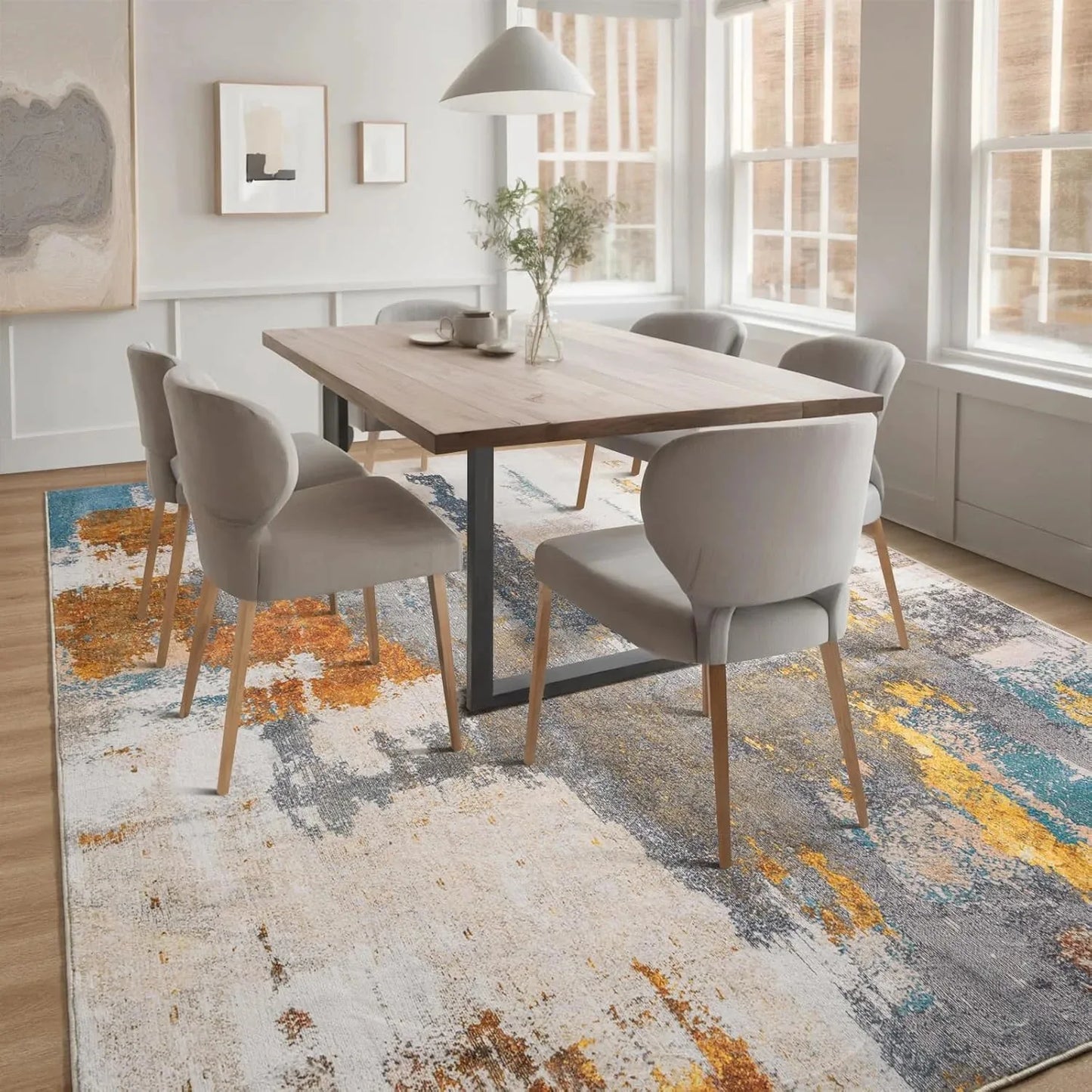 Machine Washable Non Slip Vintage Area Rug for Living Room