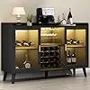 Modern Wine Bar Cabinet With LED Wine Rack And Storage
