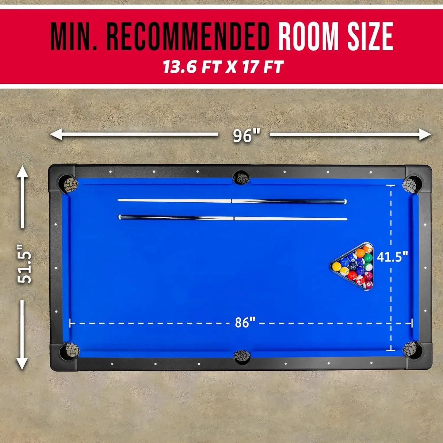 Customizable Portable Pool Table With Balls Cues Chalk