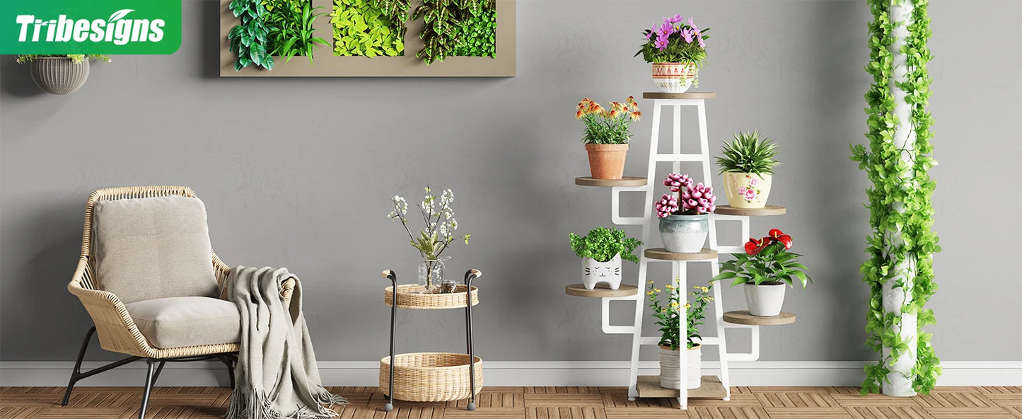 Tribesigns Multi Tier Indoor Plant Stand Wooden Corner Shelf