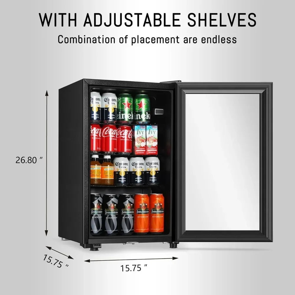 Compact Freestanding Beverage Refrigerator With Adjustable Shelves