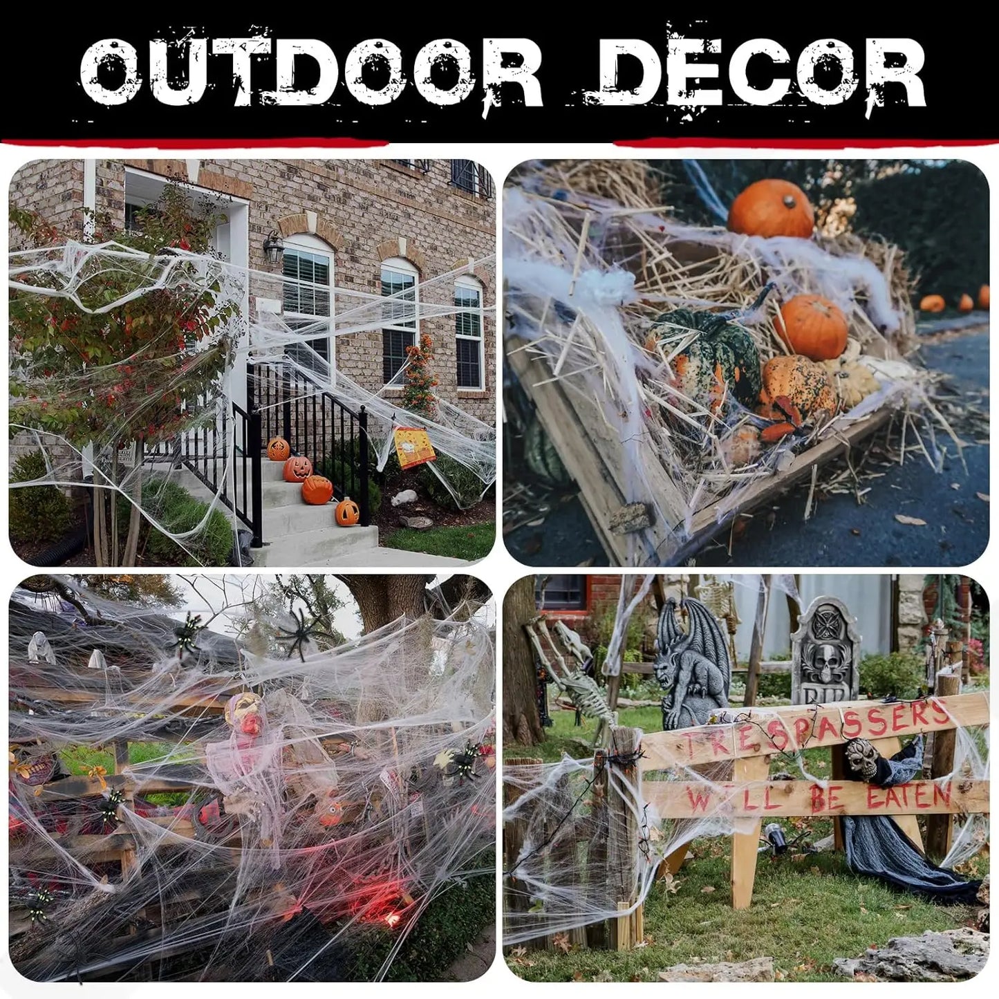 Halloween Cobweb Decor Indoor Outdoor Spider Webs Set