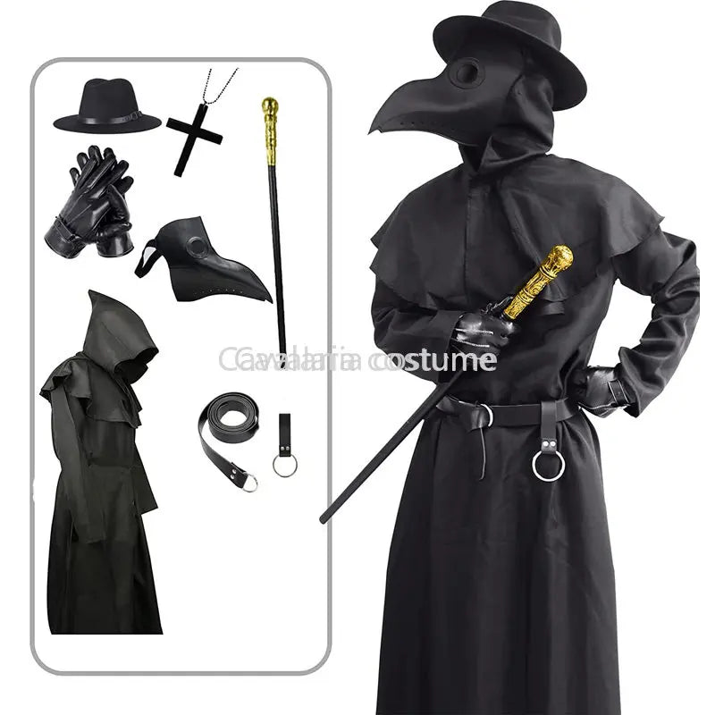 Plague Doctor Cosplay Costume Steampunk Bird Beak Mask