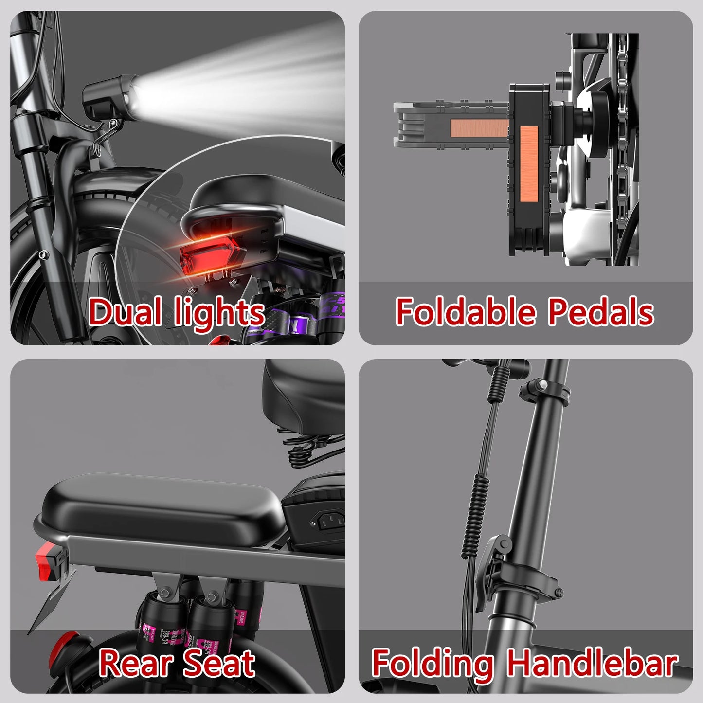 Folding Electric Bike for Adult,48V 15AH Removable Battery, 20MPH 25Miles Commuting Motorcycle Ebike,500W 14'' Electric Bicycle