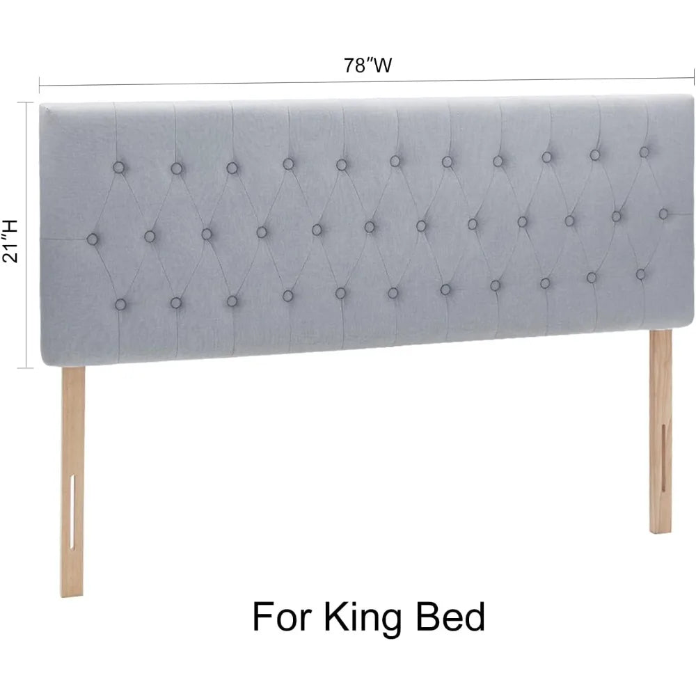 Modern Linen Upholstered Tufted Headboard With Adjustable Comfort