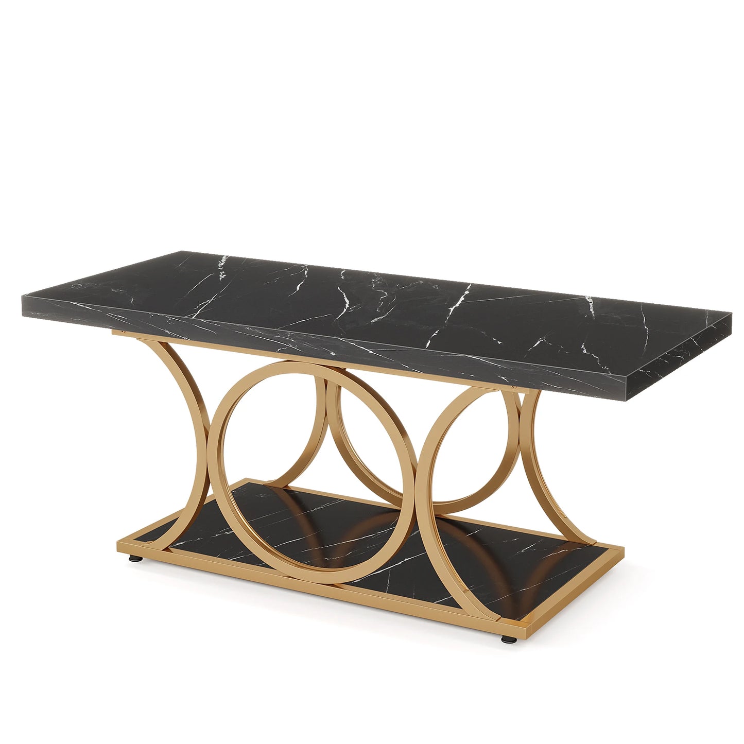 Tribesigns Two Tier Modern Faux Marble Coffee Table