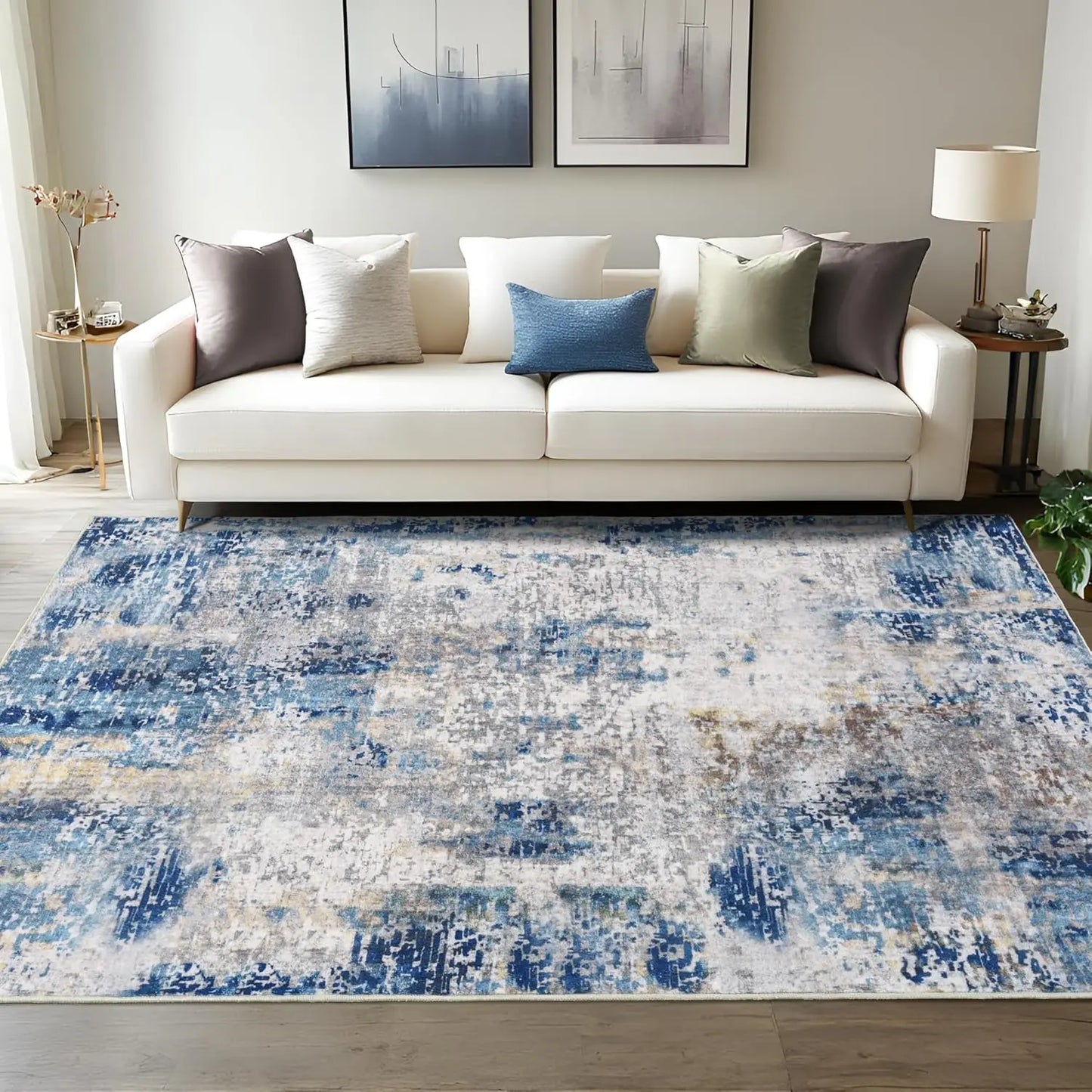 Modern Abstract Soft Non Slip Machine Washable Area Rug