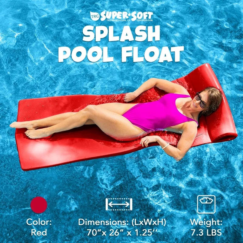 Foam Pool Float Lounger With Built-In Pillow For Relaxation
