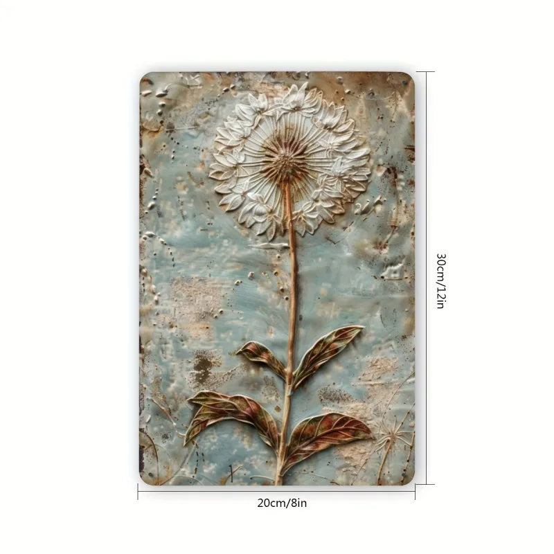 Rustic Dandelion Metal Wall Art Vintage Tin Home Decor