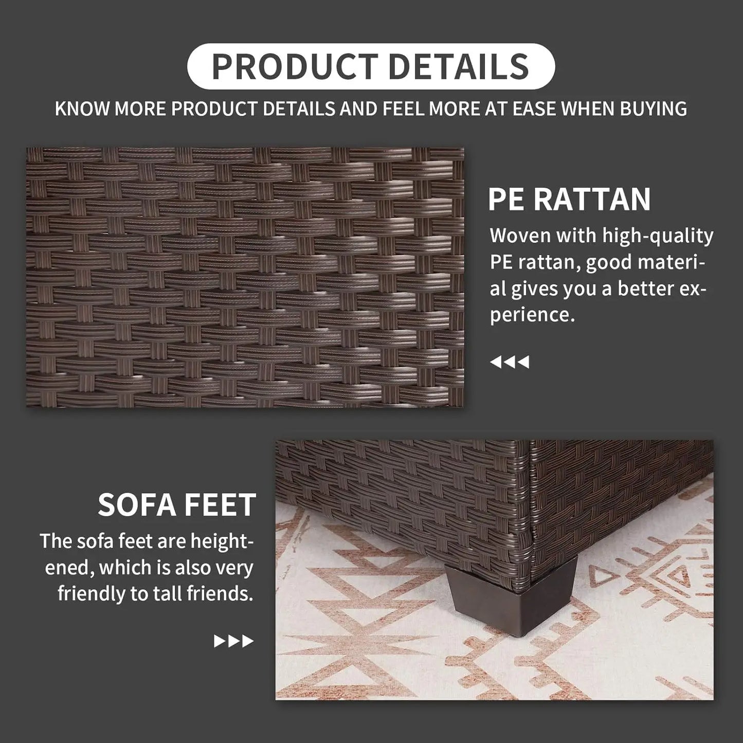 Patio Wicker Coffee Table With Tempered Glass Top