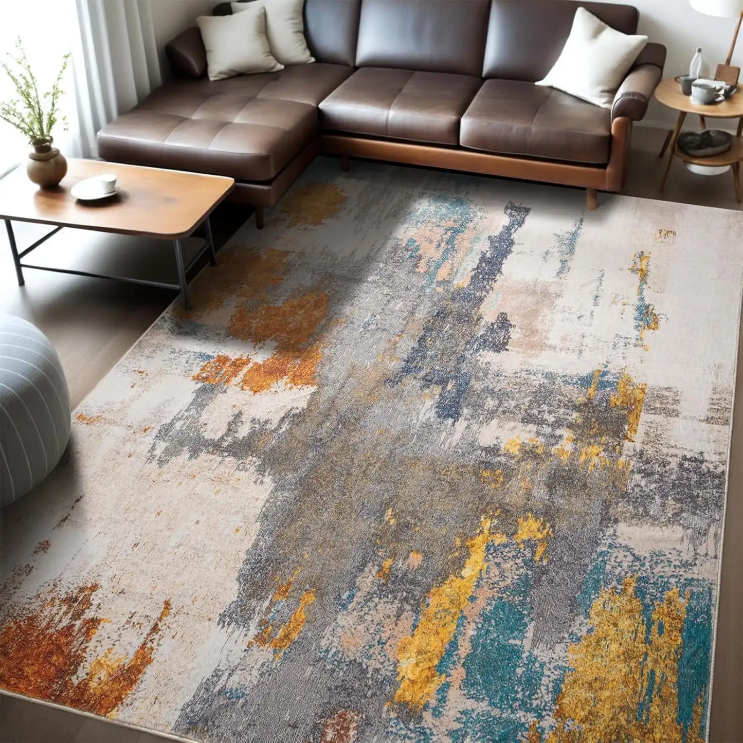Machine Washable Non Slip Vintage Area Rug for Living Room