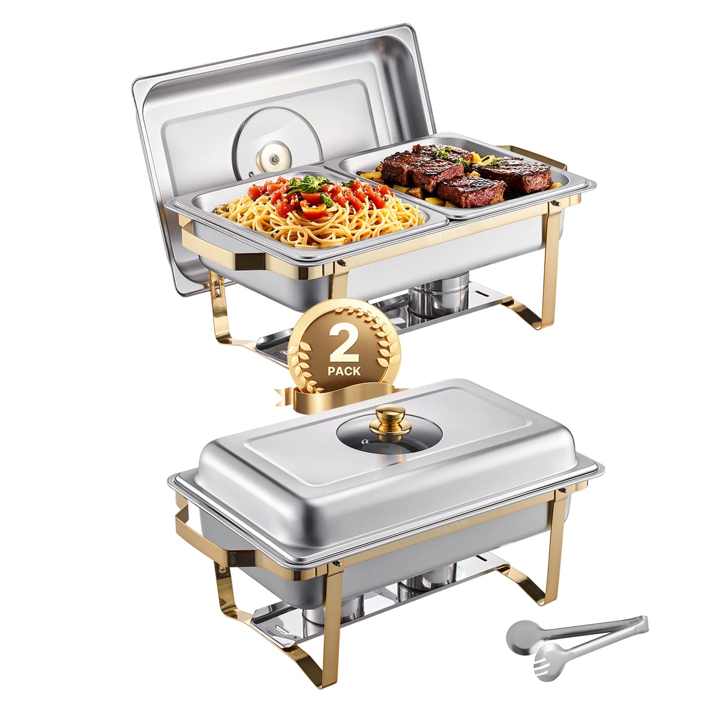 SSucceBuy 8 Qt 2 or 4 Pack Chafing Dish Buffet Set