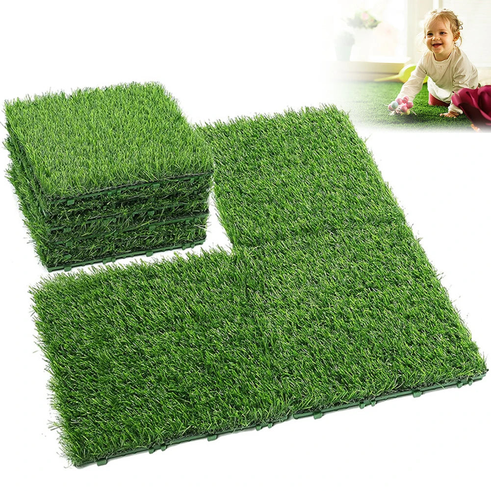 Realistic Artificial Grass Tile Mat for Outdoor Patio Decor