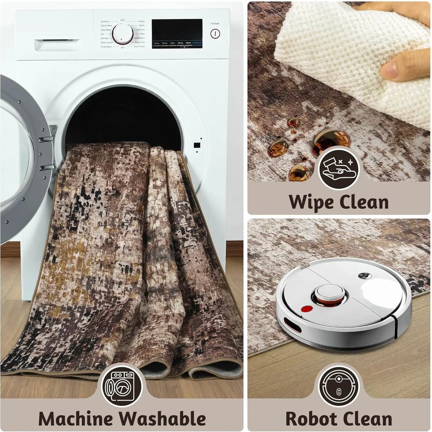 Modern Abstract Soft Non Slip Machine Washable Area Rug